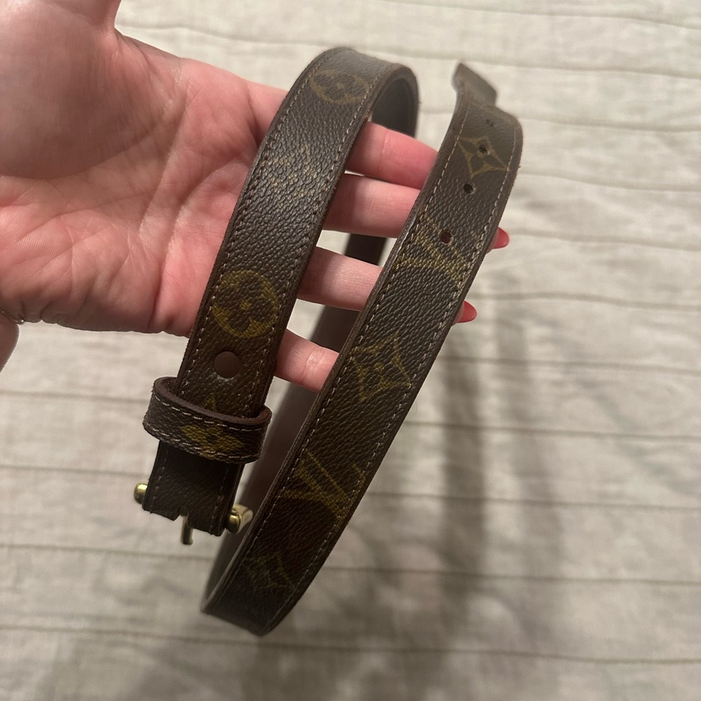 Louis Vuitton Monogram Canvas Men's Belt in Brown and Gold Size 115